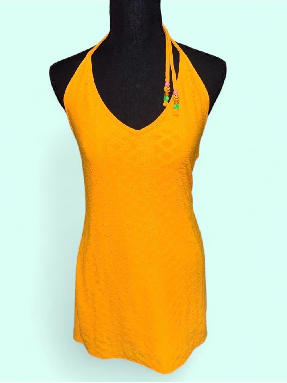 orange halter tie dress